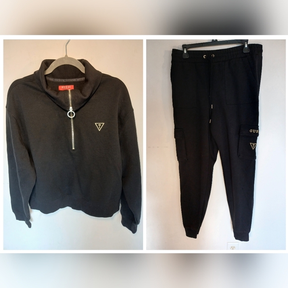 Black Guess Sweatshirt and Joggers Set - Picture 1 of 16